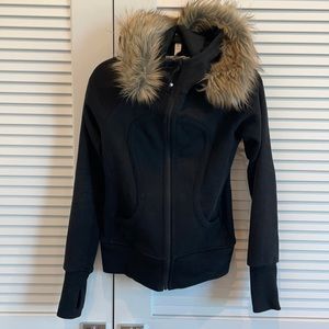 Lululemon special edition black hoodie with removable faux fur.